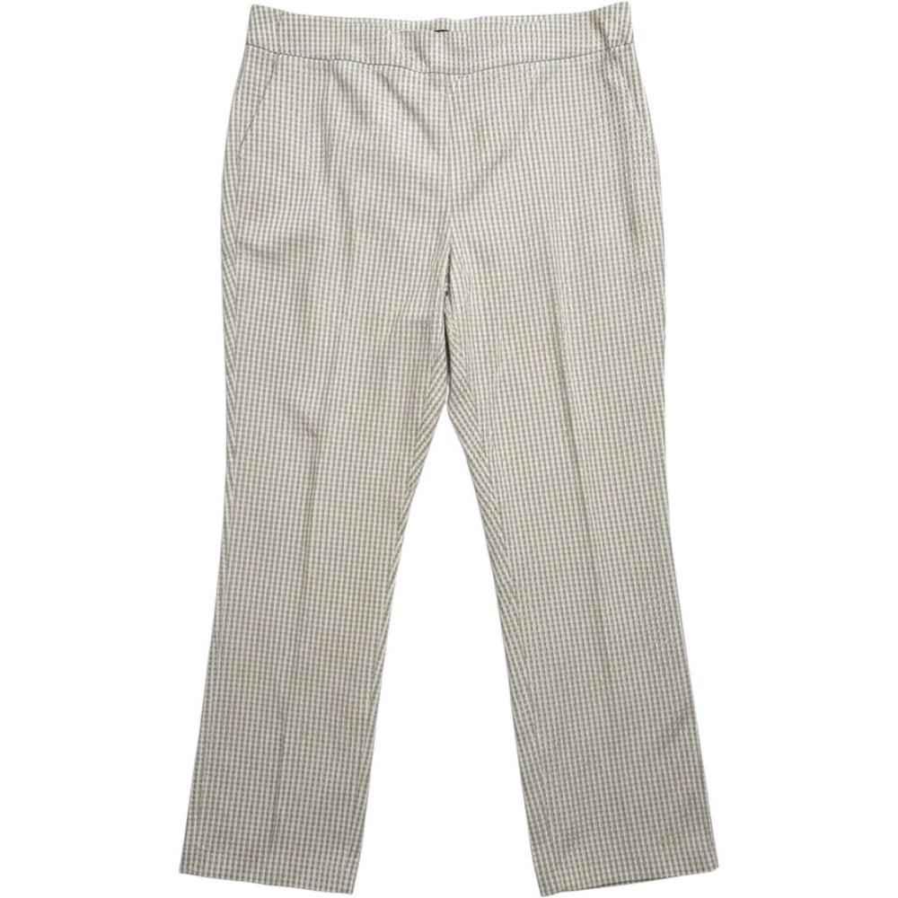 Jones New York Woman Gingham Pull On Dress Pants Tan White Size 18W NWT